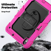 For iPad Air 11 2024 Silicone + PC Tablet Protective Case(Black+Rose Red)