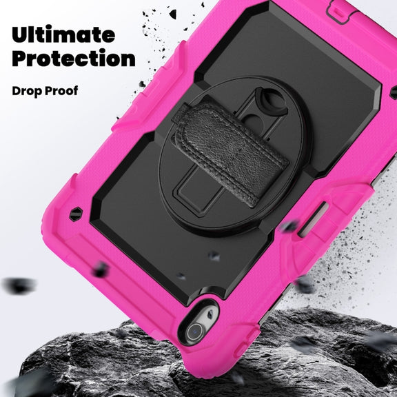 For iPad Air 11 2024 Silicone + PC Tablet Protective Case(Black+Rose Red)