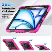 For iPad Air 11 2024 Silicone + PC Tablet Protective Case(Black+Rose Red)
