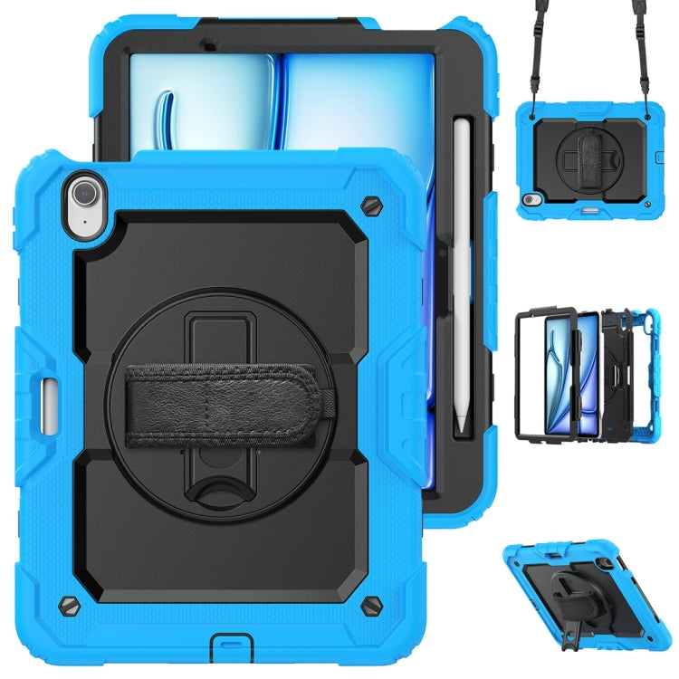 For iPad Air 11 2024 / Air 11 2025 Silicone Hybrid PC Tablet Protective Case(Black+Light Blue)