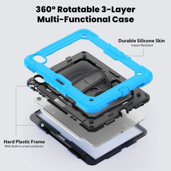For iPad Air 11 2024 / Air 11 2025 Silicone Hybrid PC Tablet Protective Case(Black+Light Blue)