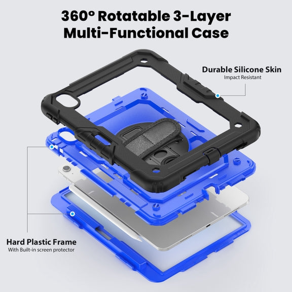 For iPad Air 11 2024 / Air 11 2025 Silicone Hybrid PC Tablet Protective Case(Dark Blue+Black)