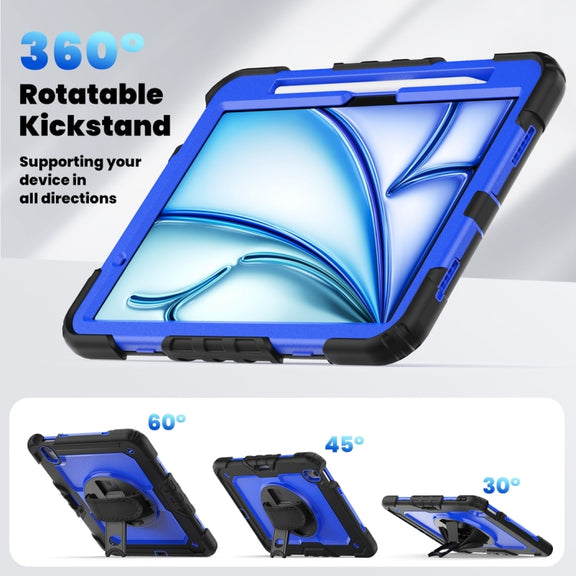 For iPad Air 11 2024 / Air 11 2025 Silicone Hybrid PC Tablet Protective Case(Dark Blue+Black)