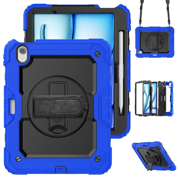 For iPad Air 11 2024 / Air 11 2025 Silicone Hybrid PC Tablet Protective Case(Black+Dark Blue)