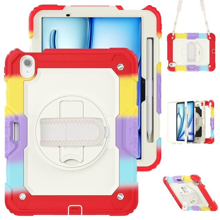 For iPad Air 11 2024 Silicone + PC Tablet Protective Case(Rainbow Red)