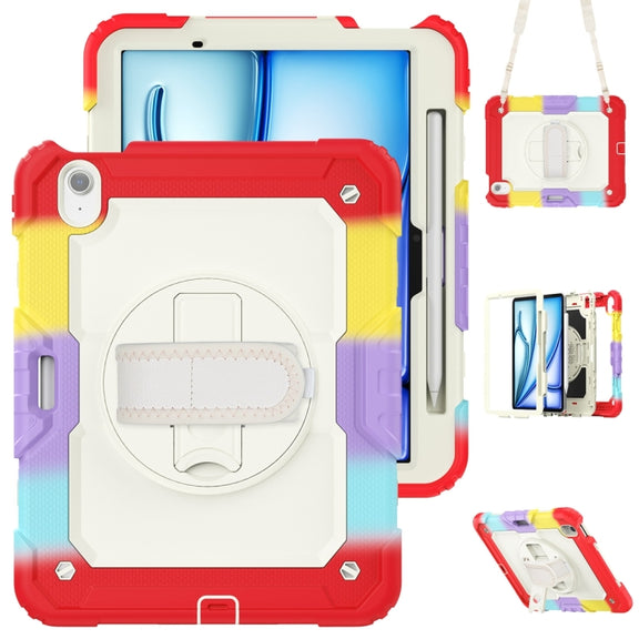 For iPad Air 11 2024 Silicone + PC Tablet Protective Case(Rainbow Red)
