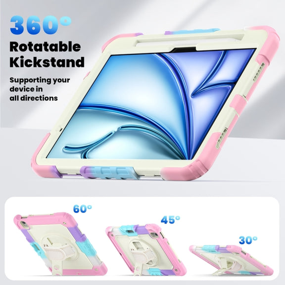 For iPad Air 11 2024 / Air 11 2025 Silicone Hybrid PC Tablet Protective Case(Rainbow Pink)