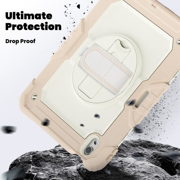 For iPad Air 11 2024 / Air 11 2025 Silicone Hybrid PC Tablet Protective Case(Cream+Rose Gold)