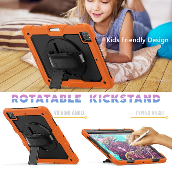 For iPad Pro 13 2024 Silicone Hybrid PC Tablet Protective Case(Orange+Black)