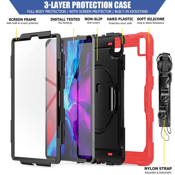 For iPad Pro 13 2024 Silicone + PC Tablet Protective Case(Red+Black)