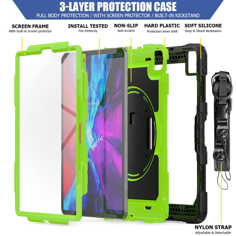For iPad Pro 13 2024 Silicone + PC Tablet Protective Case(Yellow Green+Black)