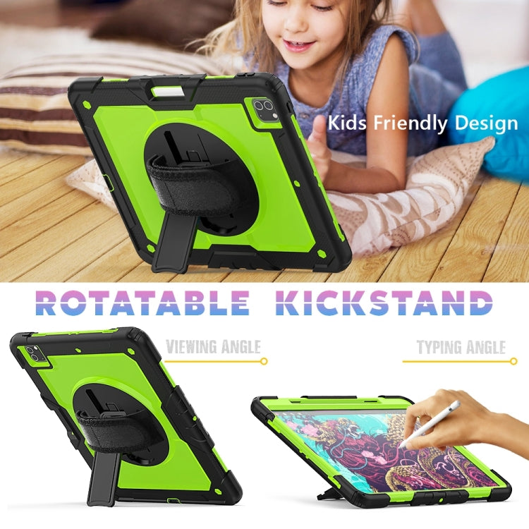 For iPad Pro 13 2024 Silicone + PC Tablet Protective Case(Yellow Green+Black)