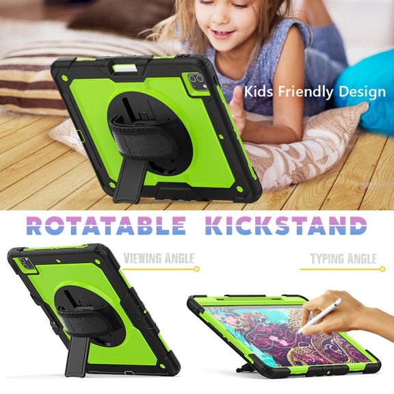 For iPad Pro 13 2024 Silicone + PC Tablet Protective Case(Yellow Green+Black)