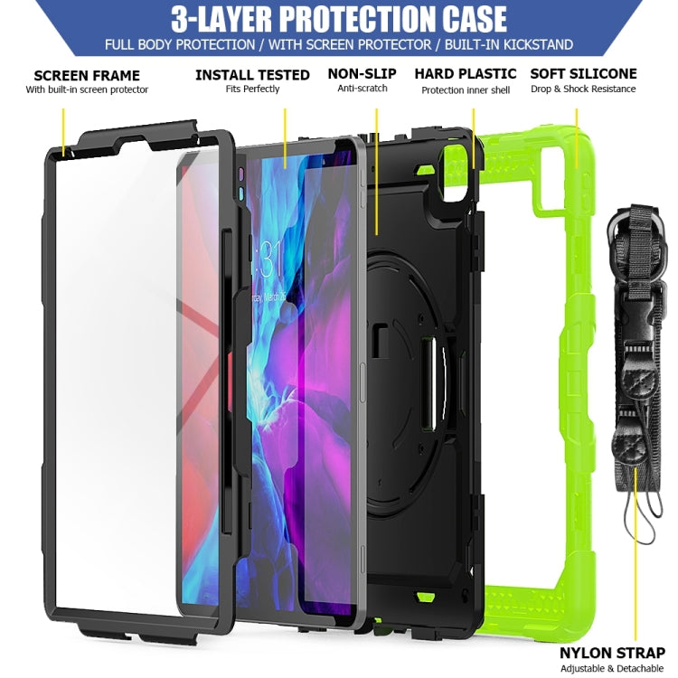 For iPad Pro 13 2024 Silicone Hybrid PC Tablet Protective Case(Black+Yellow Green)