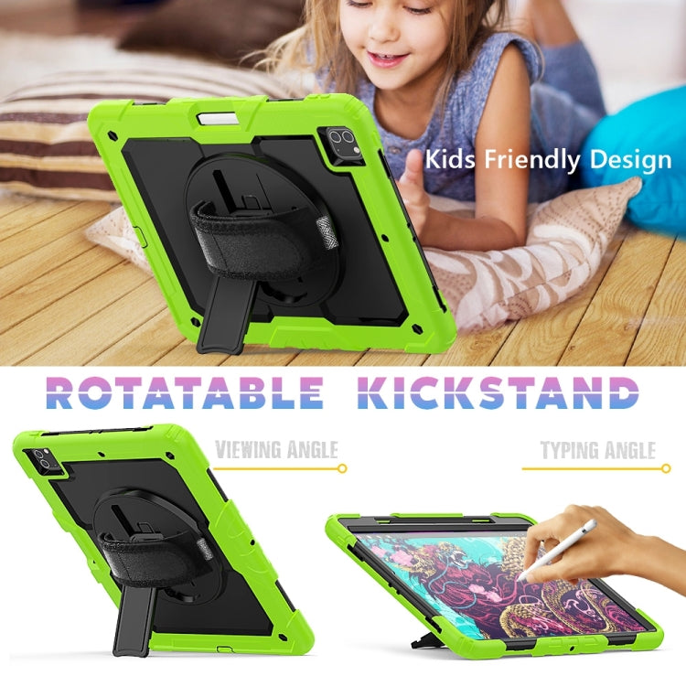 For iPad Pro 13 2024 Silicone Hybrid PC Tablet Protective Case(Black+Yellow Green)