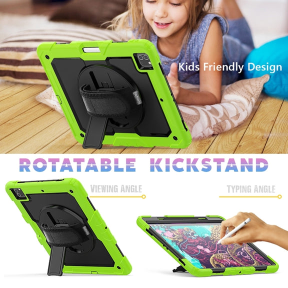For iPad Pro 13 2024 Silicone Hybrid PC Tablet Protective Case(Black+Yellow Green)