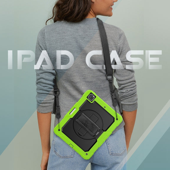 For iPad Pro 13 2024 Silicone Hybrid PC Tablet Protective Case(Black+Yellow Green)