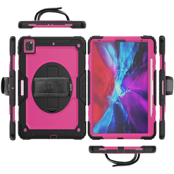 For iPad Pro 13 2024 Silicone + PC Tablet Protective Case(Rose Red+Black)