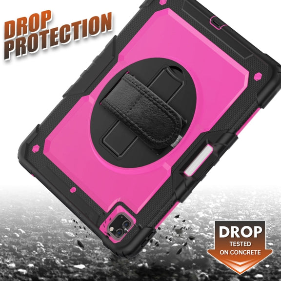 For iPad Pro 13 2024 Silicone + PC Tablet Protective Case(Rose Red+Black)