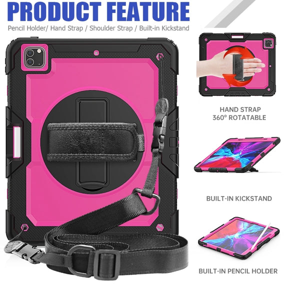 For iPad Pro 13 2024 Silicone + PC Tablet Protective Case(Rose Red+Black)