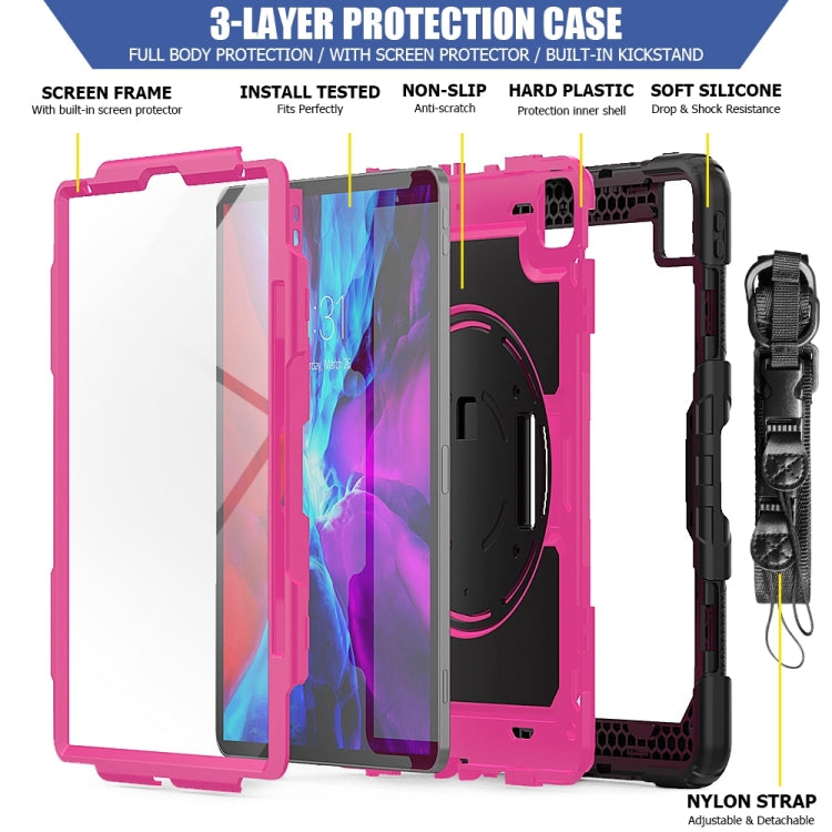 For iPad Pro 13 2024 Silicone + PC Tablet Protective Case(Rose Red+Black)