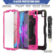 For iPad Pro 13 2024 Silicone + PC Tablet Protective Case(Rose Red+Black)