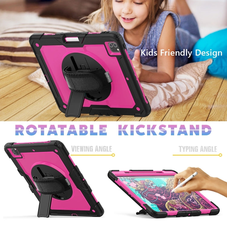 For iPad Pro 13 2024 Silicone + PC Tablet Protective Case(Rose Red+Black)