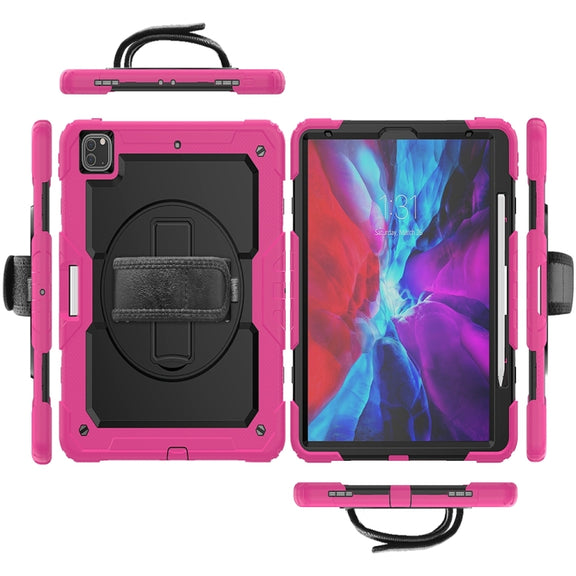 For iPad Pro 13 2024 Silicone + PC Tablet Protective Case(Black+Rose Red)