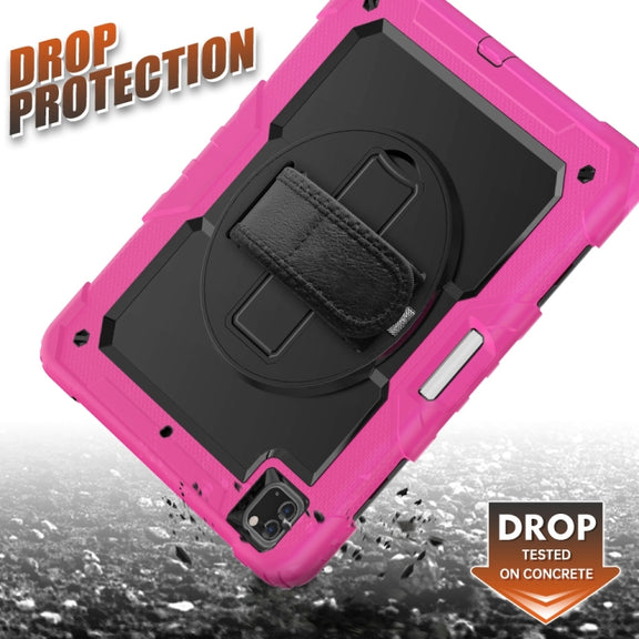 For iPad Pro 13 2024 Silicone + PC Tablet Protective Case(Black+Rose Red)