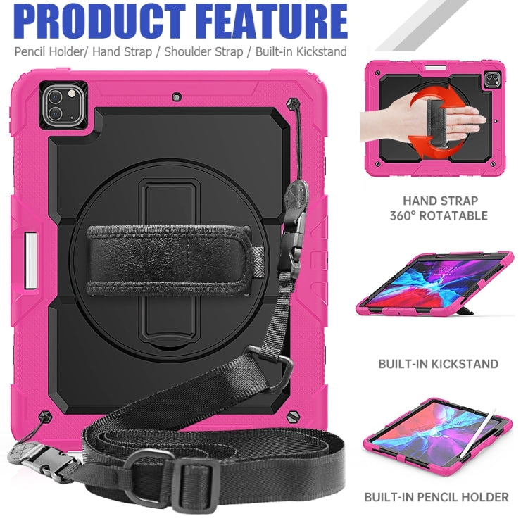 For iPad Pro 13 2024 Silicone + PC Tablet Protective Case(Black+Rose Red)
