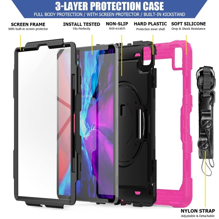 For iPad Pro 13 2024 Silicone + PC Tablet Protective Case(Black+Rose Red)