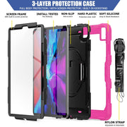 For iPad Pro 13 2024 Silicone + PC Tablet Protective Case(Black+Rose Red)
