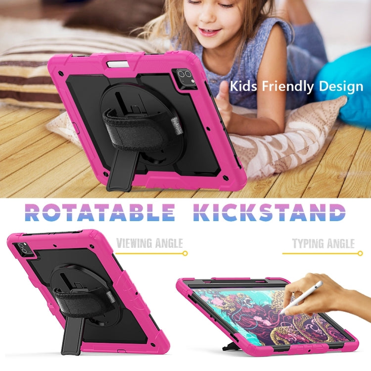 For iPad Pro 13 2024 Silicone + PC Tablet Protective Case(Black+Rose Red)