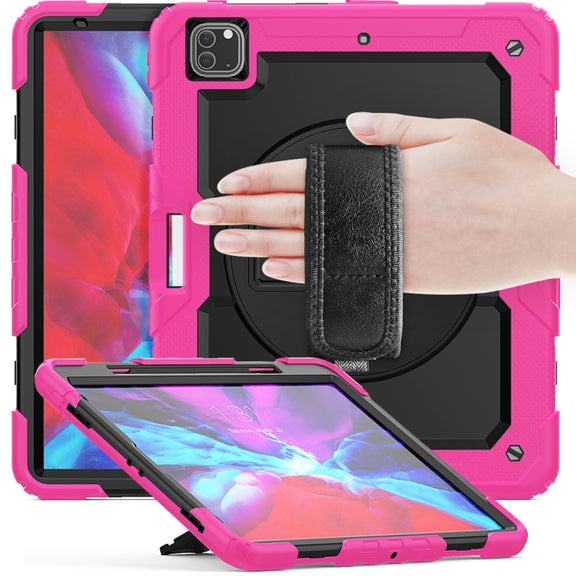 For iPad Pro 13 2024 Silicone + PC Tablet Protective Case(Black+Rose Red)
