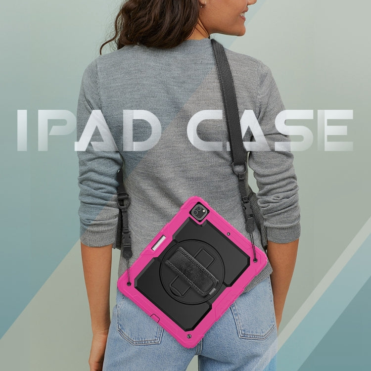For iPad Pro 13 2024 Silicone + PC Tablet Protective Case(Black+Rose Red)