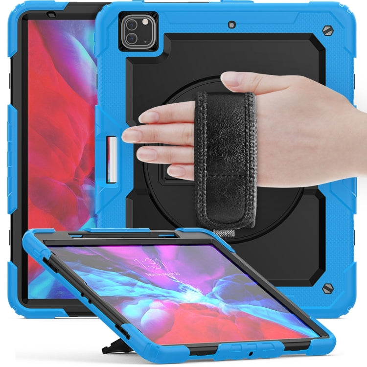 For iPad Pro 13 2024 Silicone Hybrid PC Tablet Protective Case(Black+Light Blue)