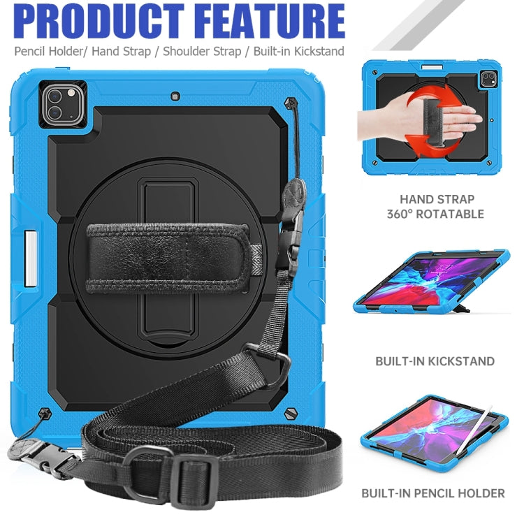 For iPad Pro 13 2024 Silicone Hybrid PC Tablet Protective Case(Black+Light Blue)