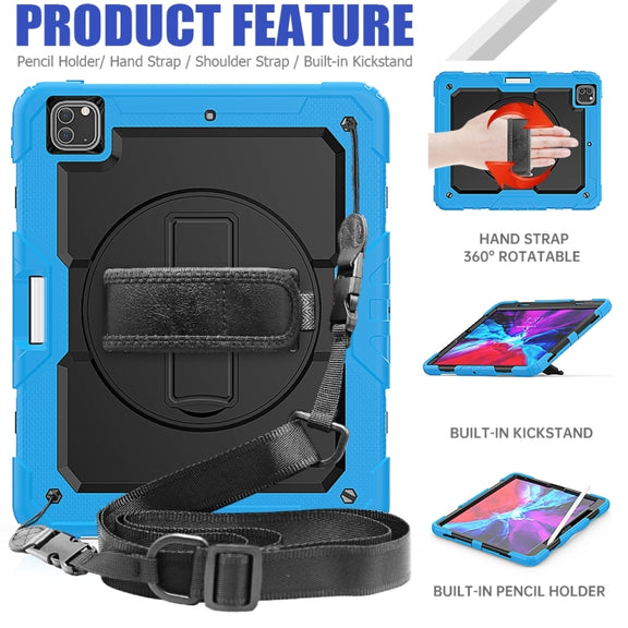 For iPad Pro 13 2024 Silicone Hybrid PC Tablet Protective Case(Black+Light Blue)