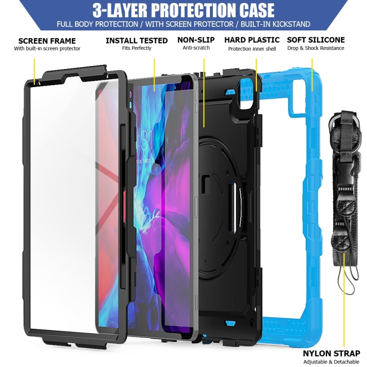 For iPad Pro 13 2024 Silicone Hybrid PC Tablet Protective Case(Black+Light Blue)