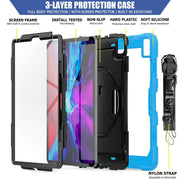 For iPad Pro 13 2024 Silicone Hybrid PC Tablet Protective Case(Black+Light Blue)