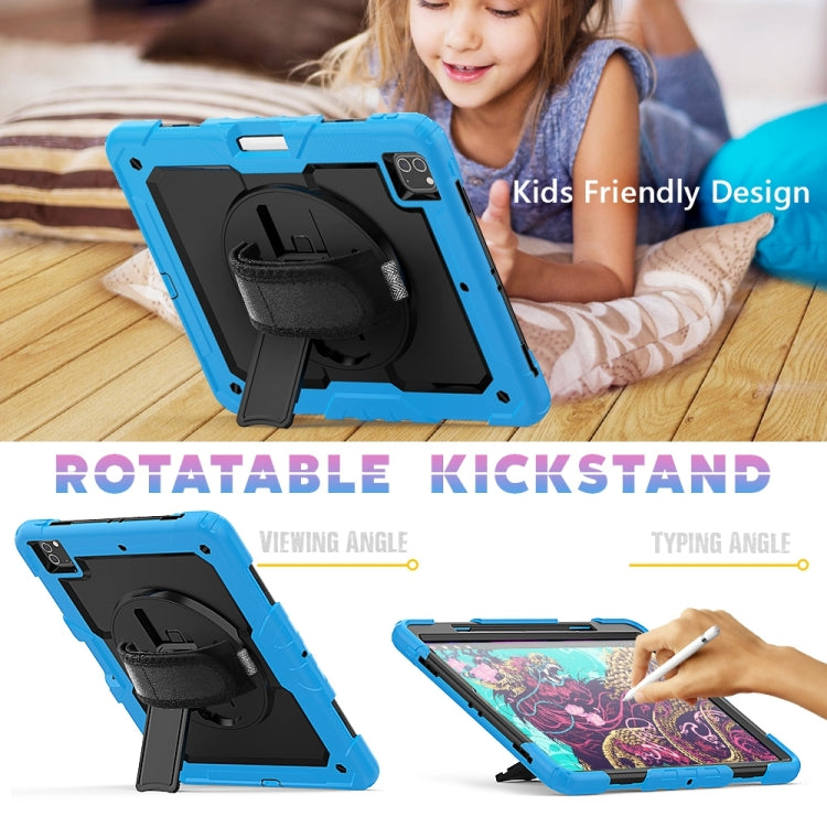For iPad Pro 13 2024 Silicone Hybrid PC Tablet Protective Case(Black+Light Blue)