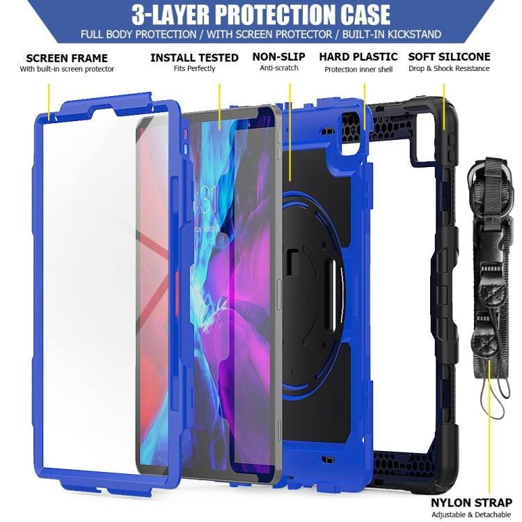 For iPad Pro 13 2024 Silicone Hybrid PC Tablet Protective Case(Dark Blue+Black)