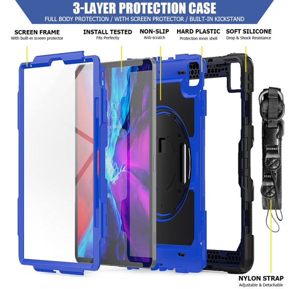 For iPad Pro 13 2024 Silicone Hybrid PC Tablet Protective Case(Dark Blue+Black)