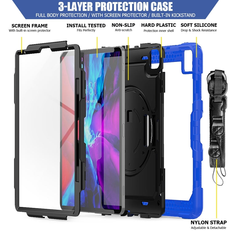 For iPad Pro 13 2024 Silicone Hybrid PC Tablet Protective Case(Black+Dark Blue)