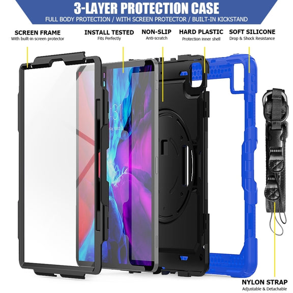 For iPad Pro 13 2024 Silicone Hybrid PC Tablet Protective Case(Black+Dark Blue)