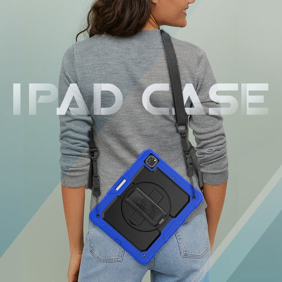 For iPad Pro 13 2024 Silicone Hybrid PC Tablet Protective Case(Black+Dark Blue)