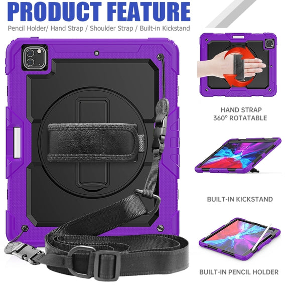 For iPad Pro 13 2024 Silicone + PC Tablet Protective Case(Purple+Black)