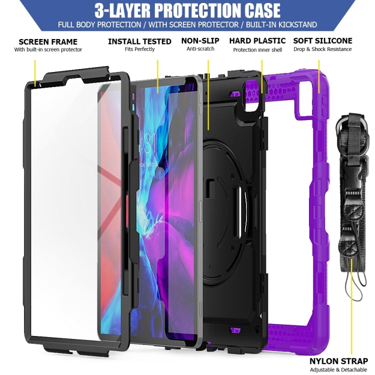 For iPad Pro 13 2024 Silicone + PC Tablet Protective Case(Purple+Black)