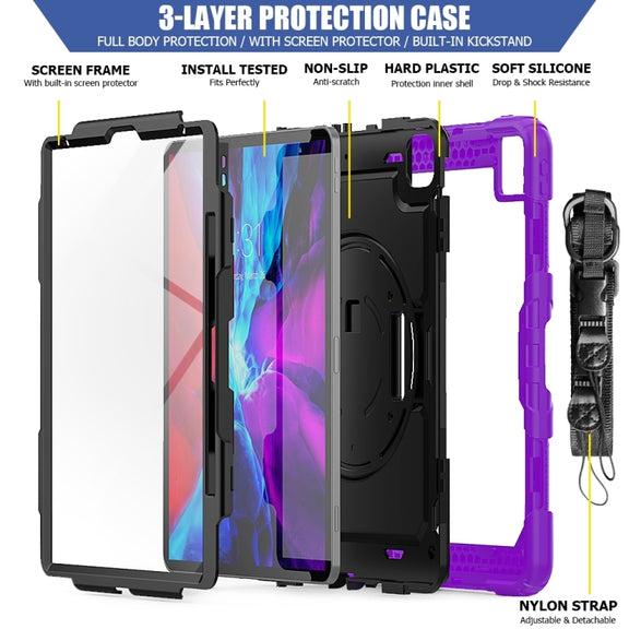For iPad Pro 13 2024 Silicone + PC Tablet Protective Case(Purple+Black)