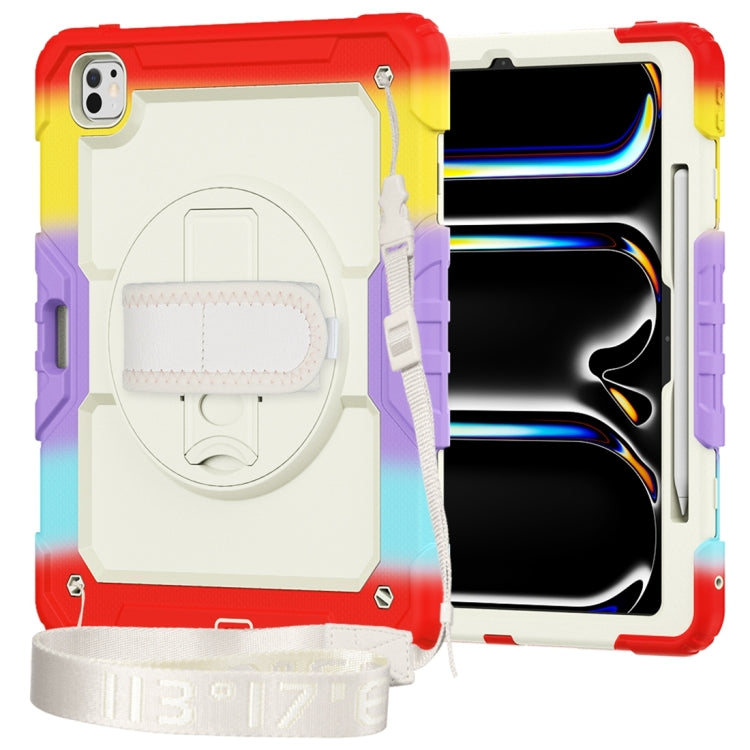 For iPad Pro 13 2024 Silicone Hybrid PC Tablet Protective Case(Rainbow Red)